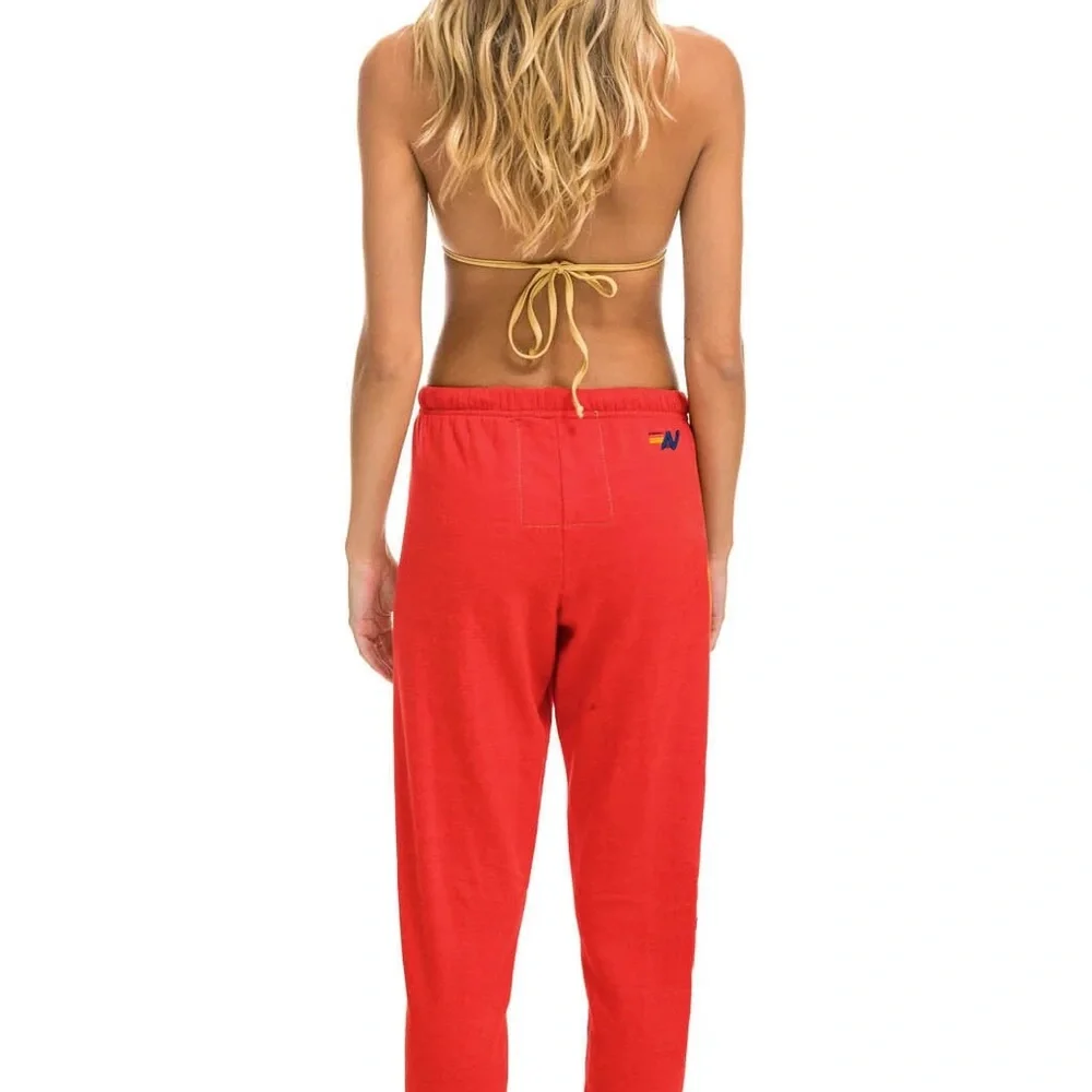 Aviator Nation Red Sweatpants with Multicolor Logo - Picture 2 of 9